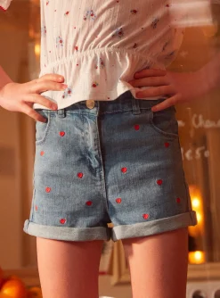Sergent Major Jupe & Short-Short en jean coeurs