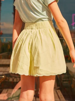 Sergent Major Jupe & Short-Short Jaune &agrave; Broderies Jaune P&acirc;le