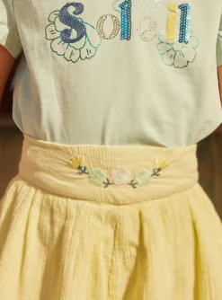 Sergent Major Jupe & Short-Short Jaune &agrave; Broderies Jaune P&acirc;le