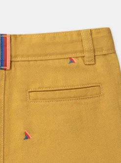 Sergent Major Bermuda-Short moutarde &agrave; broderies aileron de requin multicolores