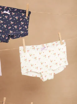 Sergent Major Sous-vêtement, Chaussette & Collant-3 shortys bleu, mauve et &eacute;cru &agrave; imprim&eacute; et motifs fleuris
