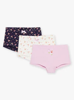 Sergent Major Sous-vêtement, Chaussette & Collant-3 shortys bleu, mauve et &eacute;cru &agrave; imprim&eacute; et motifs fleuris
