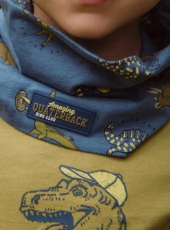Sergent Major Chapeau & Tour De Cou-Snood bleu ardoise &agrave; imprim&eacute; dinosaures