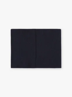 Sergent Major Bonnet, Echarpe, & Gant-Snood bleu marine et orange en tricot