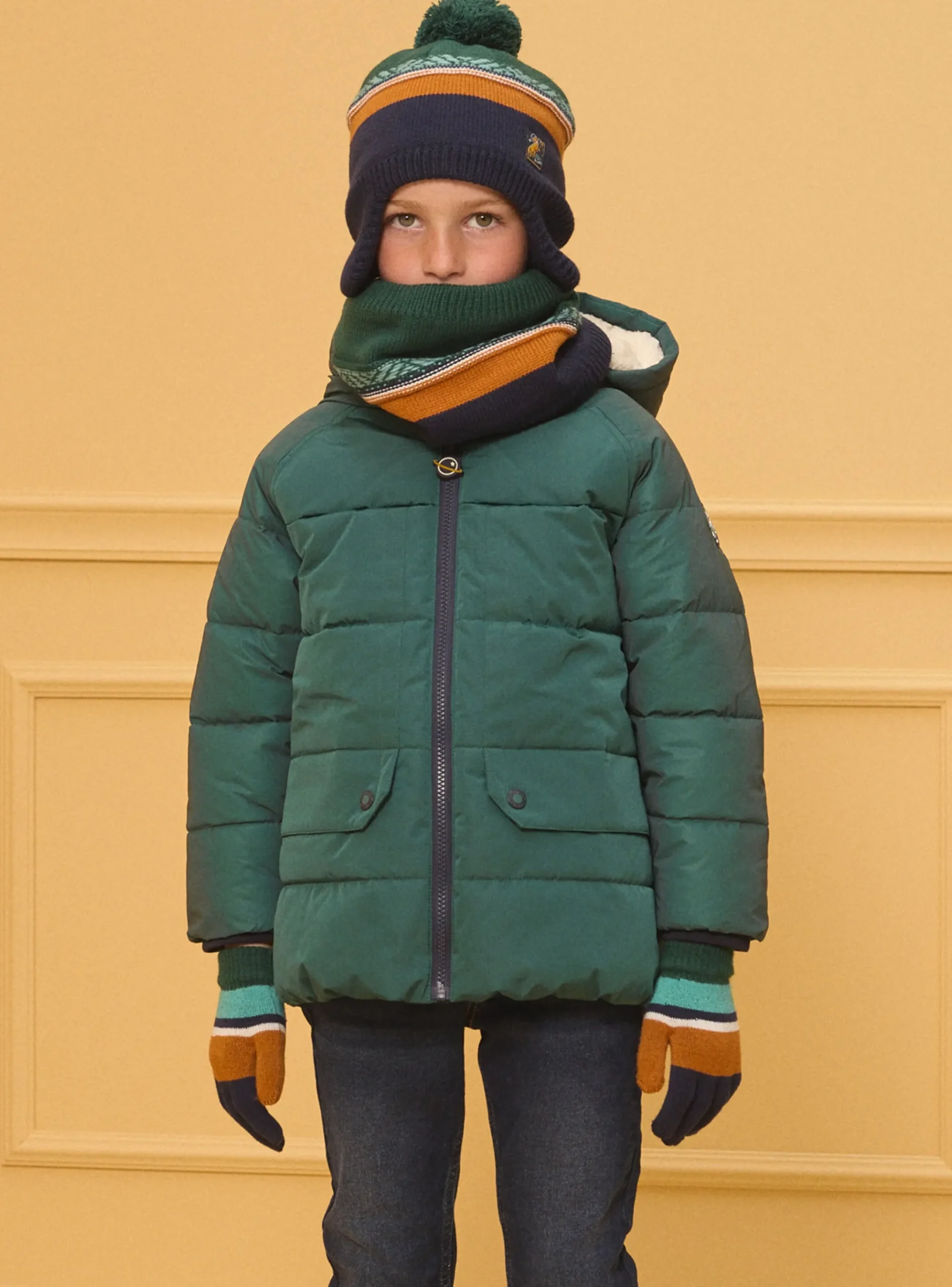 Sergent Major Bonnet, Echarpe, & Gant-Snood en maille