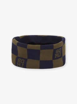 Sergent Major Bonnet, Echarpe, & Gant-Snood kaki et bleu marine en tricot