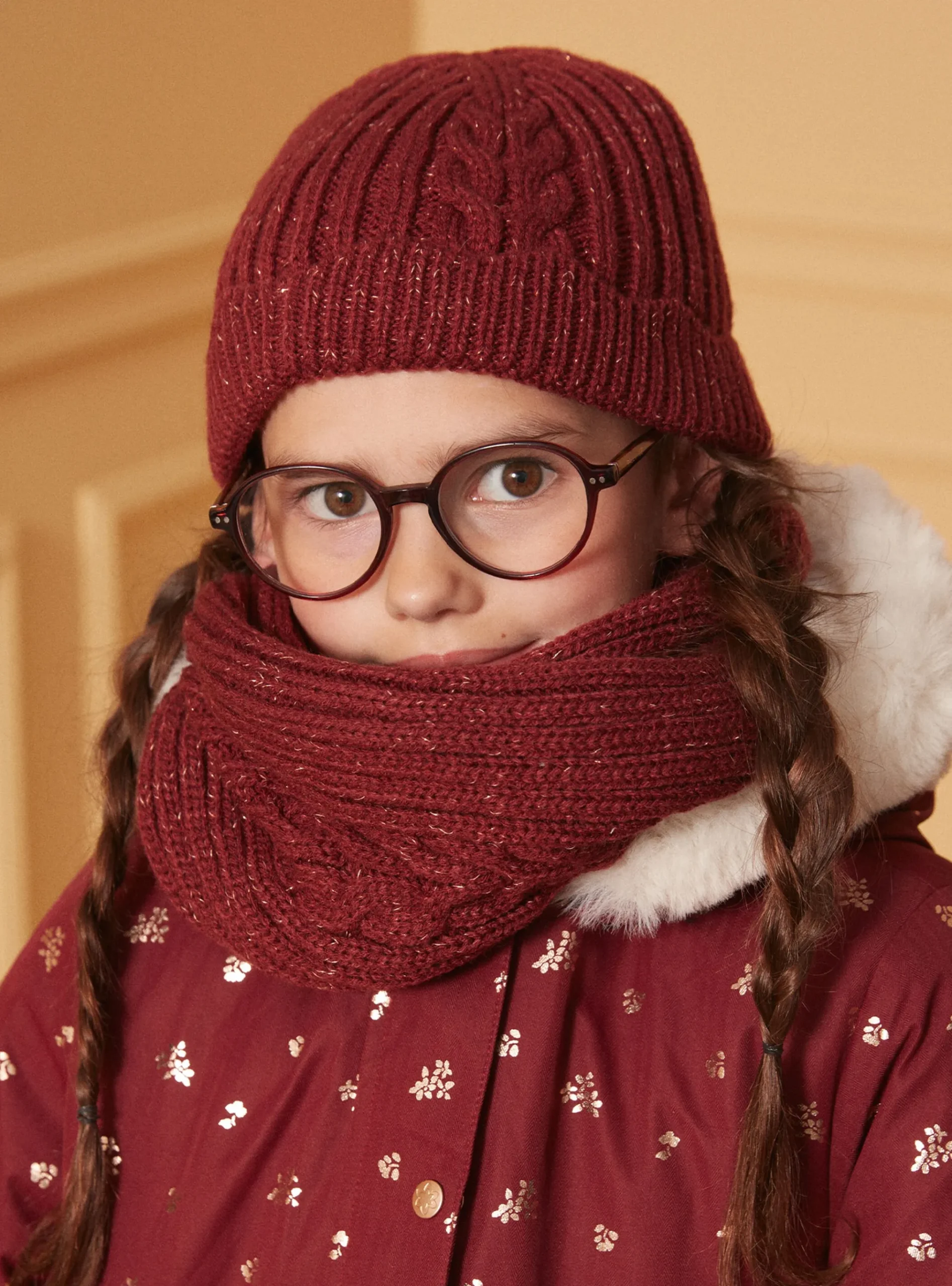 Sergent Major Bonnet, Echarpe & Gants-Snood maille fantaisie