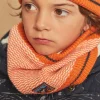 Sergent Major Bonnet, Echarpe, & Gant-Snood orange en tricot