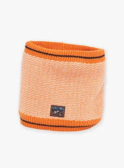 Sergent Major Bonnet, Echarpe, & Gant-Snood orange en tricot