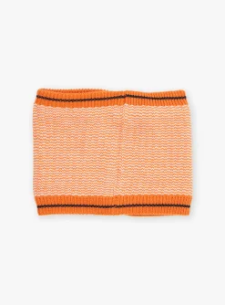 Sergent Major Bonnet, Echarpe, & Gant-Snood orange en tricot
