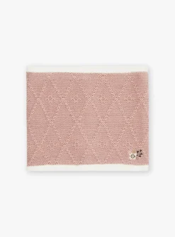 Sergent Major Bonnet, Echarpe & Gants-Snood rose en tricot
