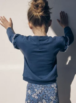 Sergent Major Pull, Gilet & Cardigan-Sweat bleu &agrave; motif papillon brod&eacute;