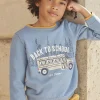 Sergent Major Pull, Gilet & Sweat-Sweat bleu en molleton gratt&eacute;