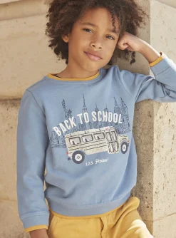 Sergent Major Pull, Gilet & Sweat-Sweat bleu en molleton gratt&eacute;