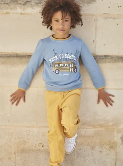 Sergent Major Pull, Gilet & Sweat-Sweat bleu en molleton gratt&eacute;