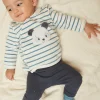 Sergent Major Tenues & Ensembles-Sweat &eacute;cru et bleu, legging bleu nuit et chaussettes bleues