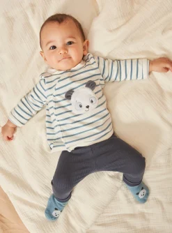 Sergent Major Tenues & Ensembles-Sweat &eacute;cru et bleu, legging bleu nuit et chaussettes bleues