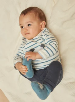Sergent Major Tenues & Ensembles-Sweat &eacute;cru et bleu, legging bleu nuit et chaussettes bleues