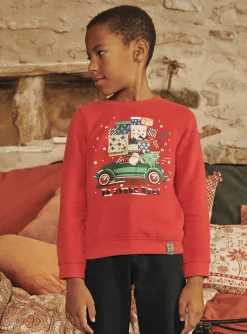 Sergent Major Pull, Gilet & Sweat-Sweat rouge &agrave; motif No&euml;l