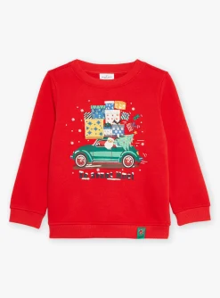 Sergent Major Pull, Gilet & Sweat-Sweat rouge &agrave; motif No&euml;l