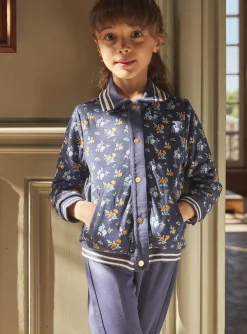 Sergent Major Pull, Gilet & Cardigan-Teddy bleu marine à imprimé fleuri