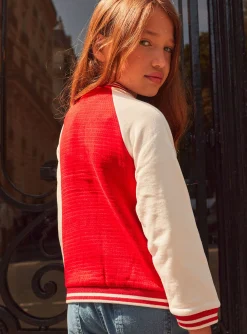 Sergent Major Pull, Gilet & Cardigan-Teddy rouge et blanc en tubic