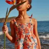 Sergent Major Blouse & T-shirt-Top smock&eacute; &eacute;cru &agrave; imprim&eacute; fleurs bleues et orange