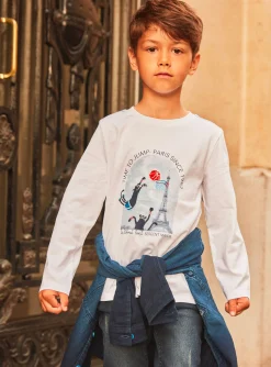 Sergent Major T-shirt & Polo-T-shirt blanc &agrave; motifs basket &agrave; Paris