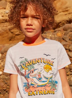 Sergent Major T-shirt & Polo-T-shirt blanc &agrave; motif requin en jersey