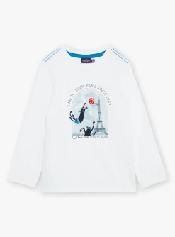 Sergent Major T-shirt & Polo-T-shirt blanc &agrave; motifs basket &agrave; Paris