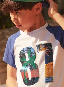 Sergent Major T-shirt & Polo-T-shirt blanc et bleu &agrave; manches courtes