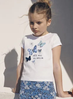 Sergent Major Blouse & T-shirt-T-shirt &eacute;cru &agrave; motifs papillons