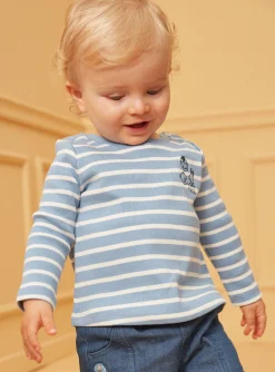 Sergent Major Chemise, T-shirt & Polo-T-shirt marinière bleu pastel et écru