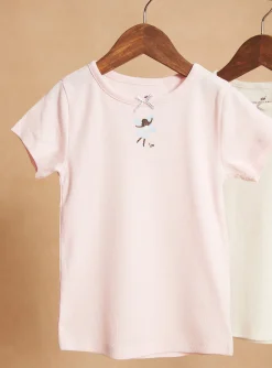 Sergent Major Sous-vêtement, Chaussette & Collant-2 T-shirts &eacute;crus &agrave; motif danseuse