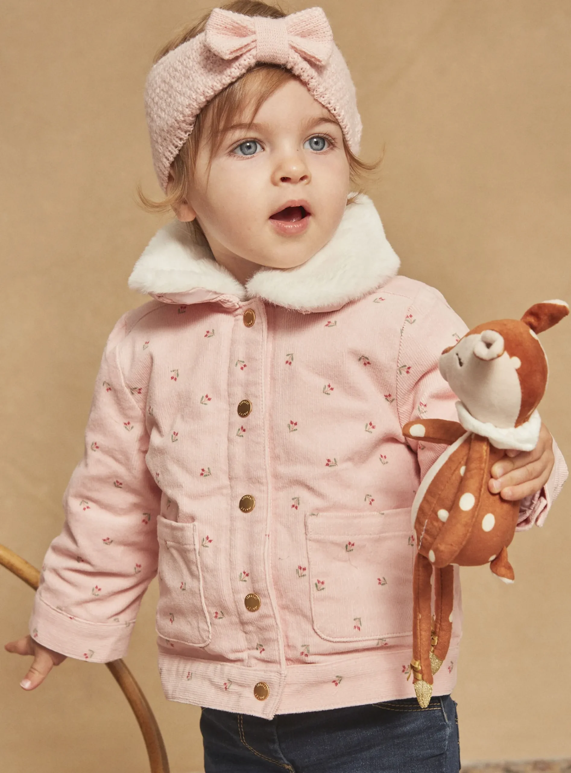 Sergent Major Manteau, Parka & Veste-Veste 2 en 1 rose vintage en velours c&ocirc;tel&eacute;