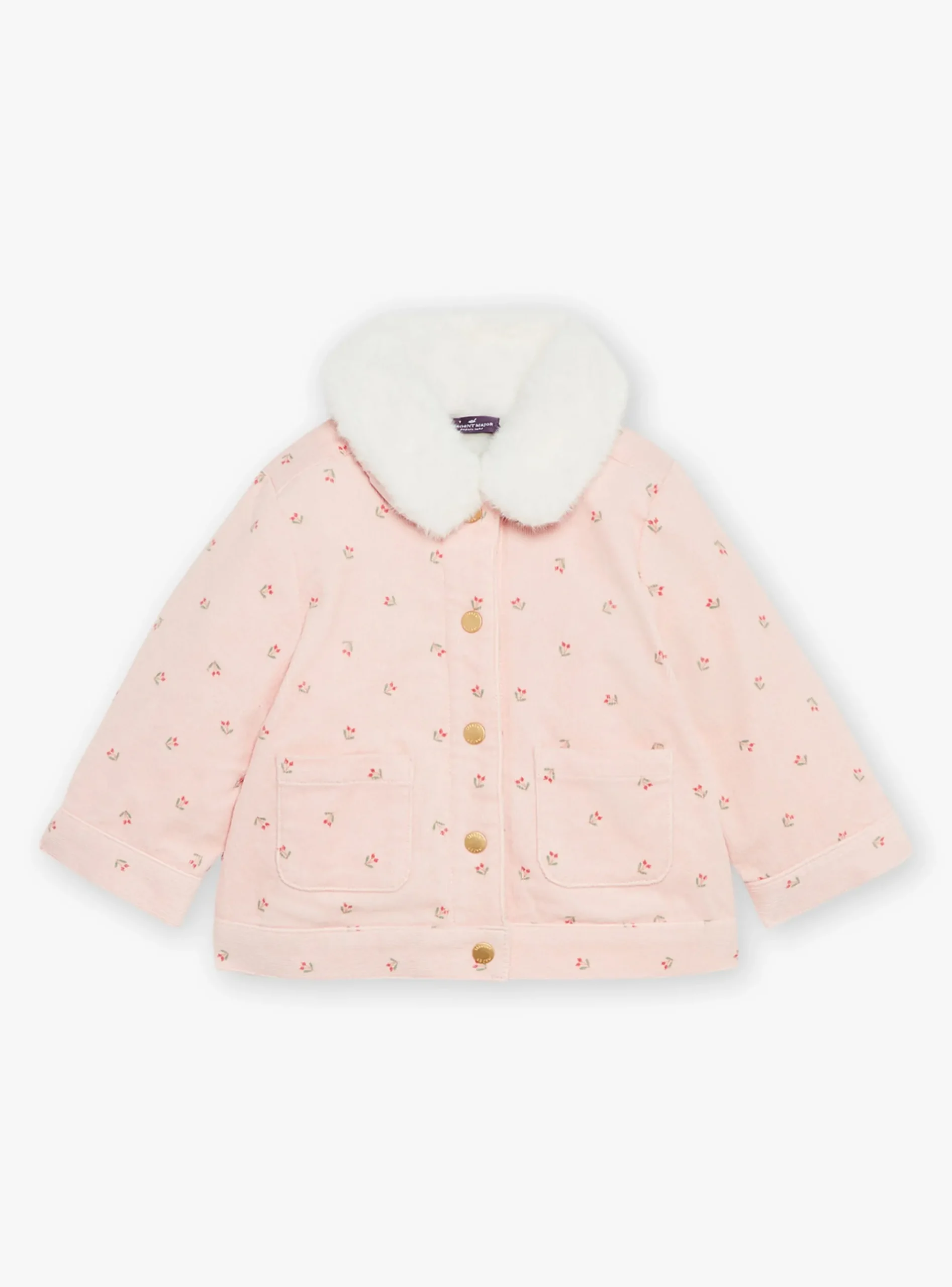 Sergent Major Manteau, Parka & Veste-Veste 2 en 1 rose vintage en velours c&ocirc;tel&eacute;