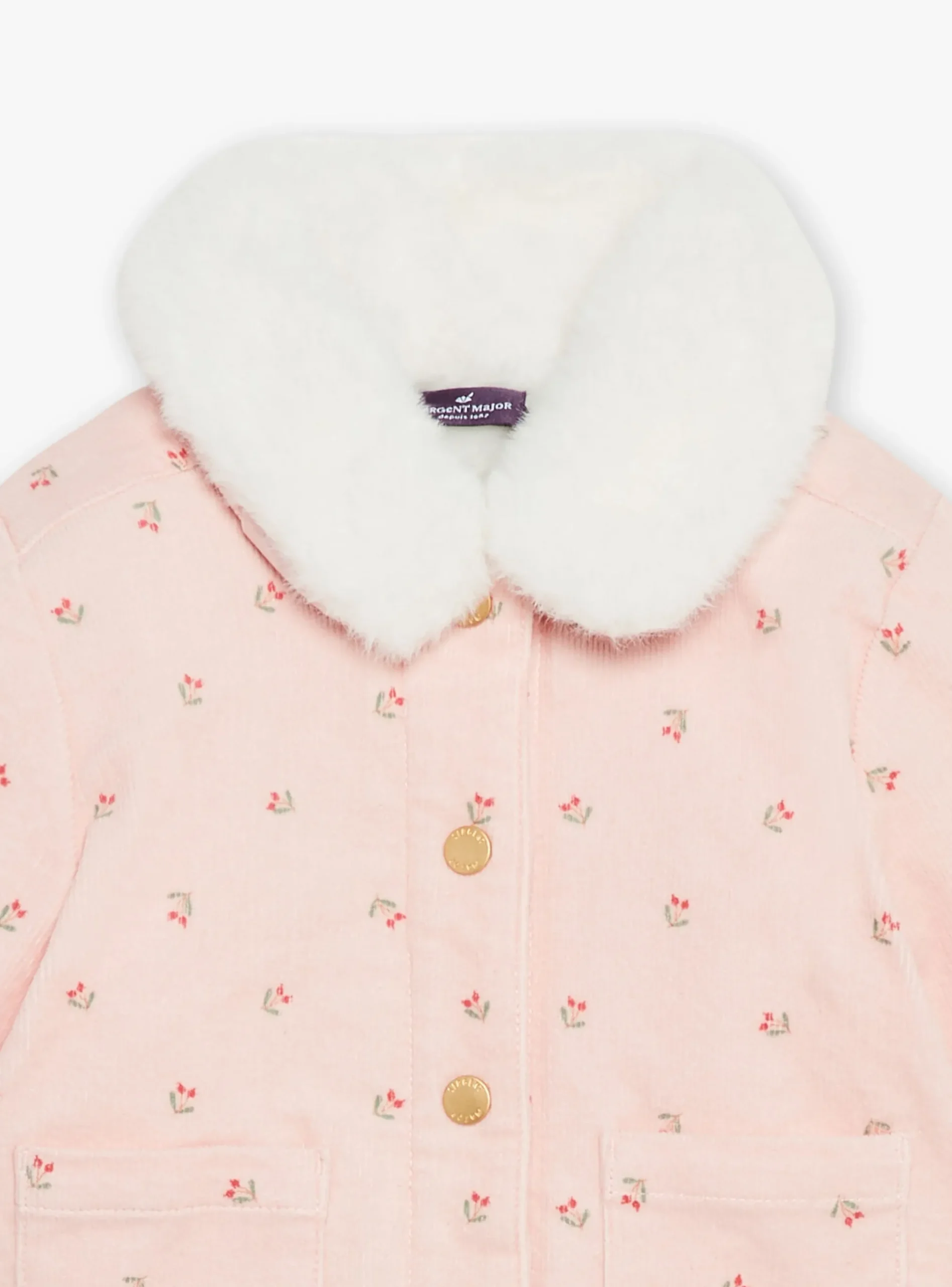 Sergent Major Manteau, Parka & Veste-Veste 2 en 1 rose vintage en velours c&ocirc;tel&eacute;