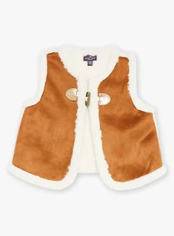 Sergent Major Pull, Gilet & Cardigan-Veste marron en daim synth&eacute;tique