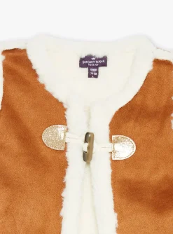 Sergent Major Pull, Gilet & Cardigan-Veste marron en daim synth&eacute;tique
