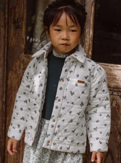 Sergent Major Manteau, Parka & Veste-Veste matelass&eacute;e &eacute;crue &agrave; imprim&eacute; fleuri