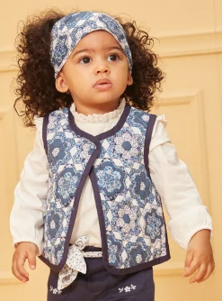 Sergent Major Pull, Gilet & Cardigan-Veste sans manches bleu et blanc matelass&eacute;e