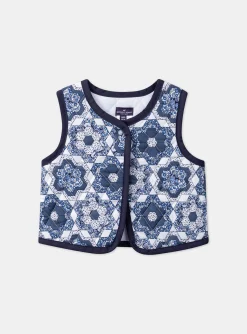 Sergent Major Pull, Gilet & Cardigan-Veste sans manches bleu et blanc matelass&eacute;e